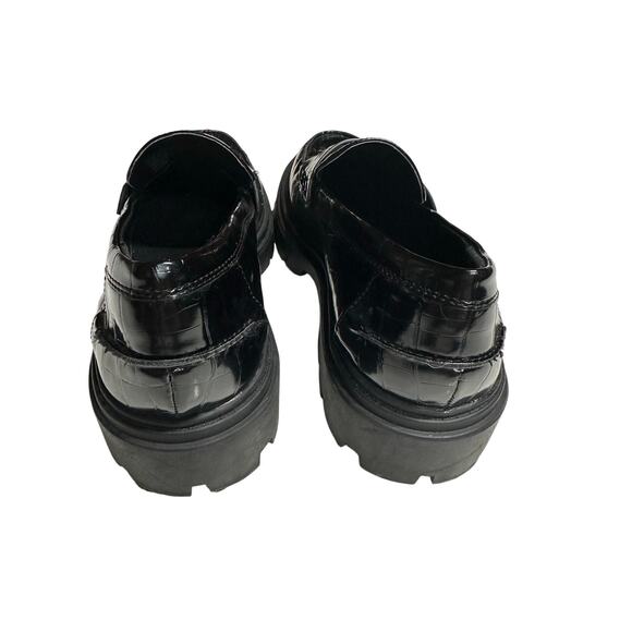 Just Fab Women’s Loafers Collette Paton Black 8 Chunky Alligator Grunge Goth - Picture 2 of 11
